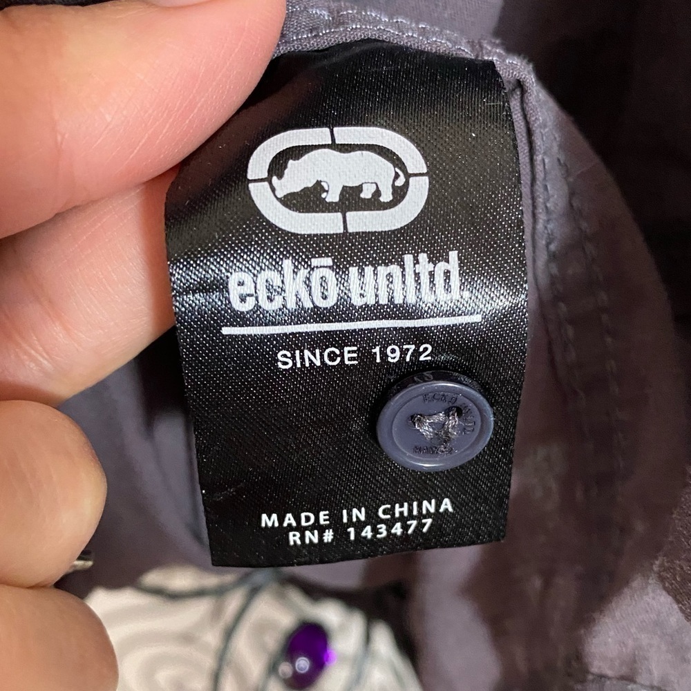 Ecko Unltd Grey collared button up shirt size XL - Picture 7 of 8